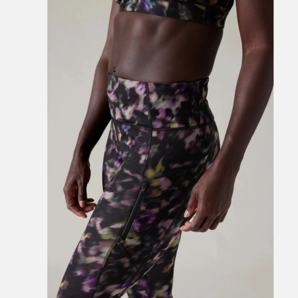 Athleta Small Tall Inseam Rainier High Rise Leggings Lyra Garden Black Purple - Picture 2 of 16